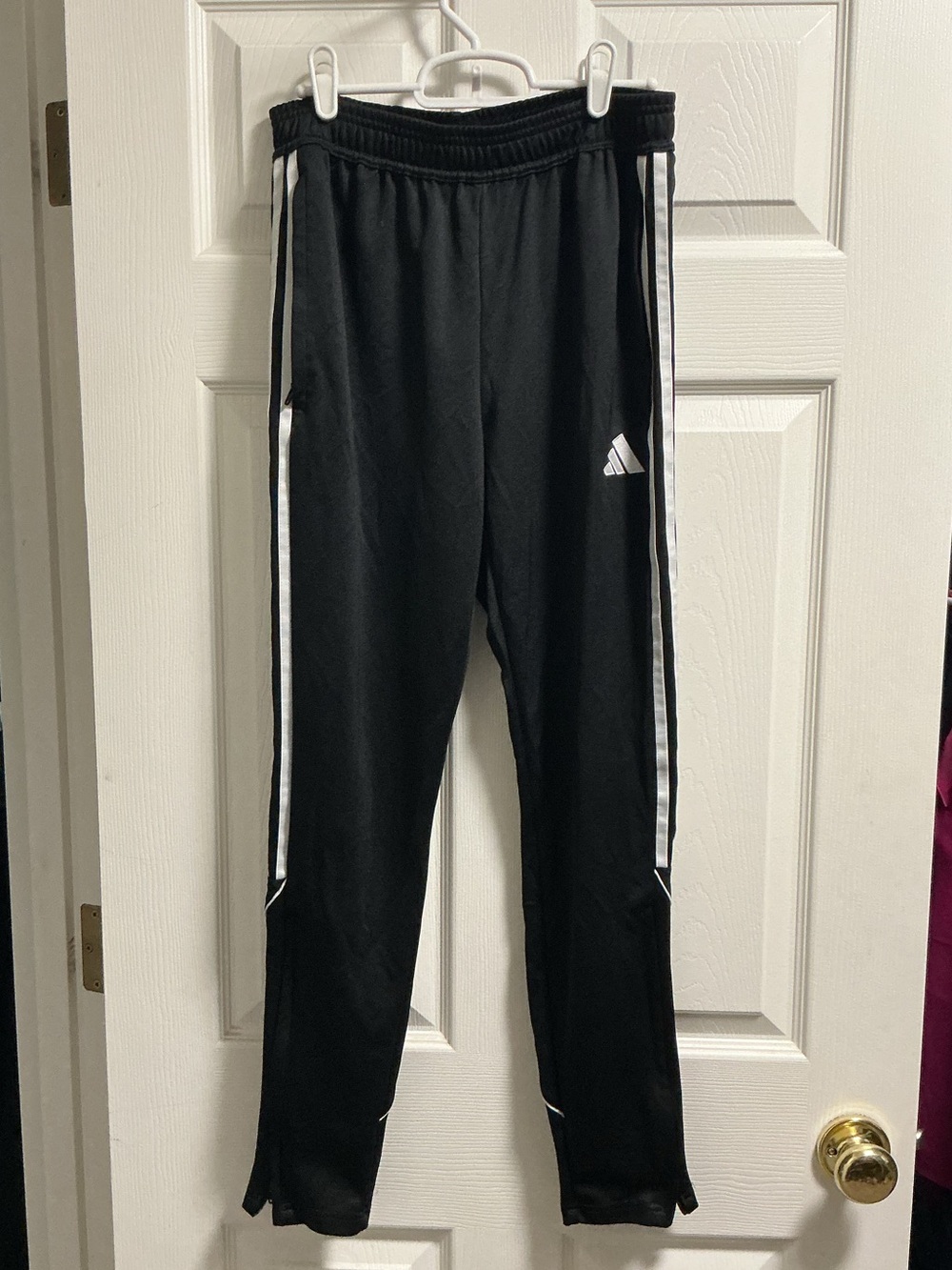 adidas Black Track Pants with White Side Stripes
